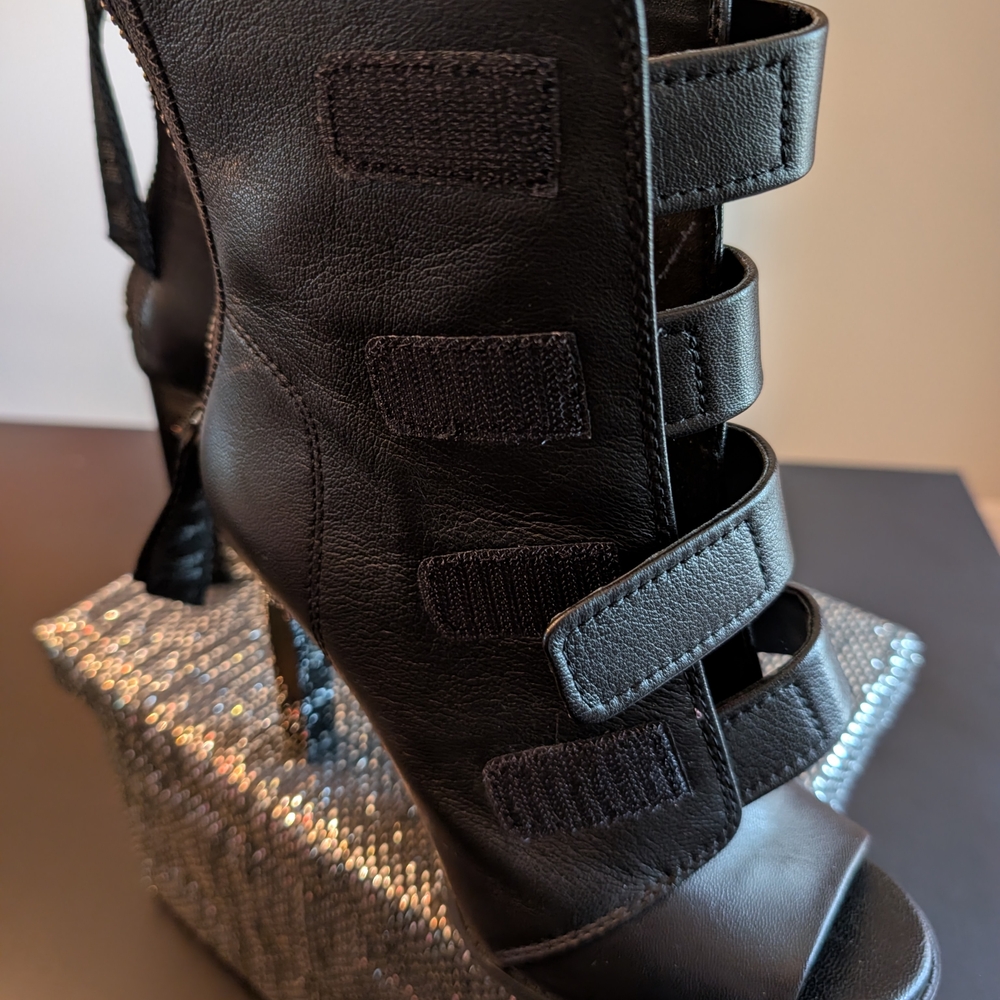 DKNY Women's Sexy Black Peep Toe Booties - Picture 5 of 8